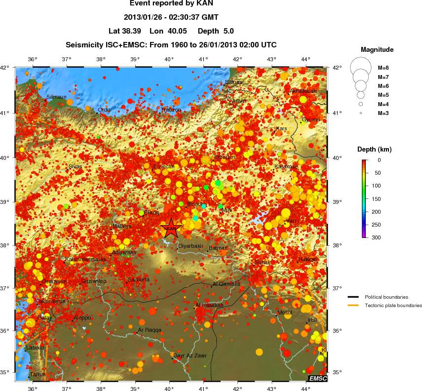 regional depth historical seismicity