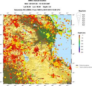 regional depth historical seismicity