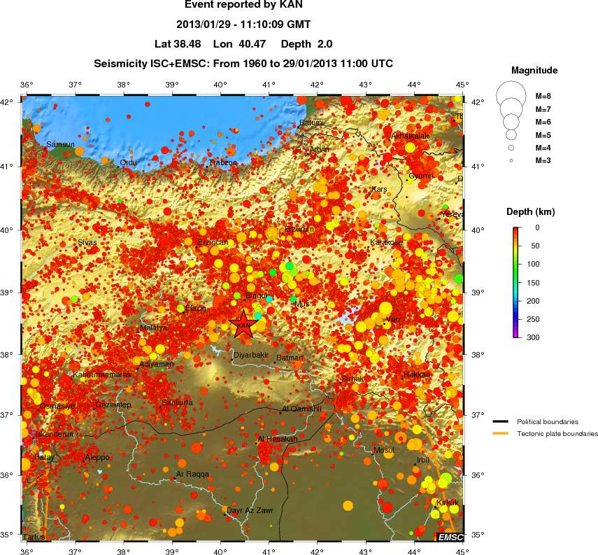 regional depth historical seismicity