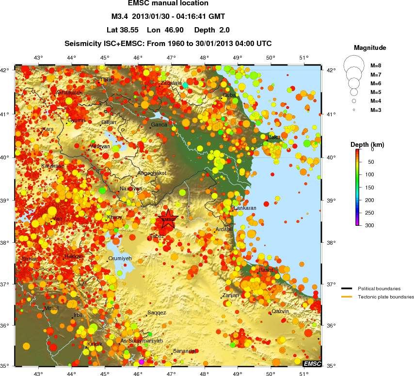 regional depth historical seismicity