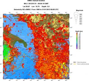 regional depth historical seismicity
