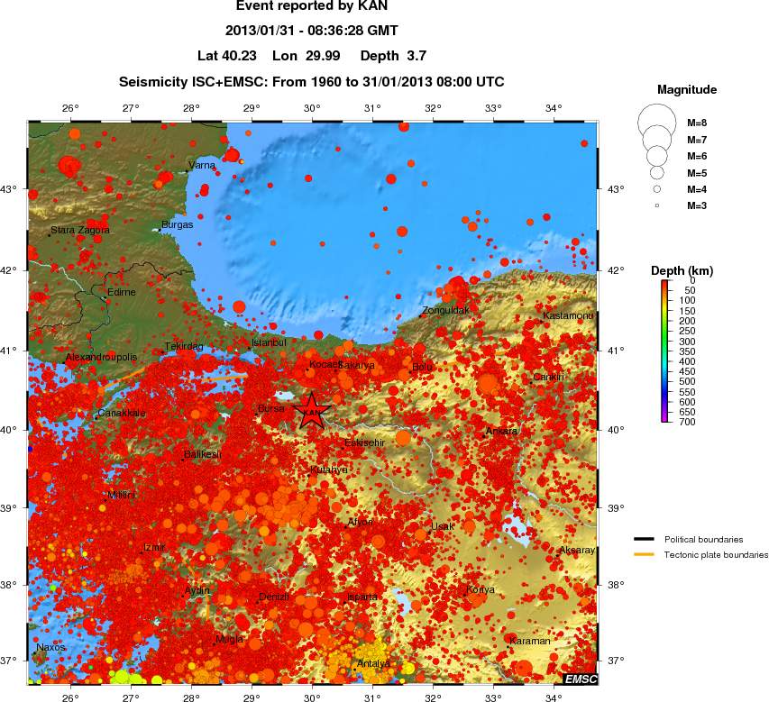 regional depth historical seismicity