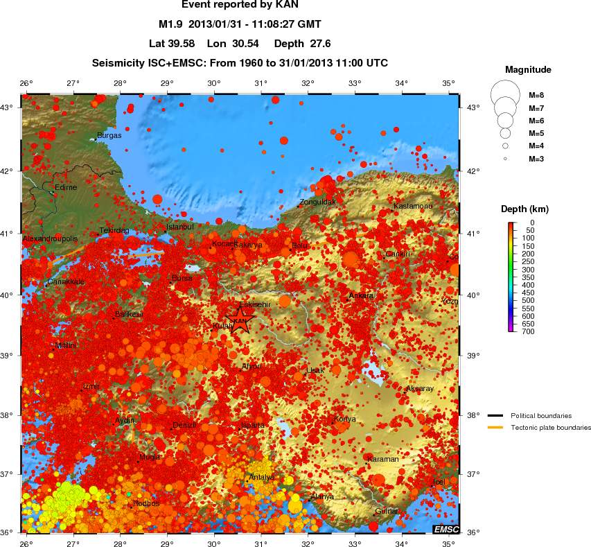 regional depth historical seismicity