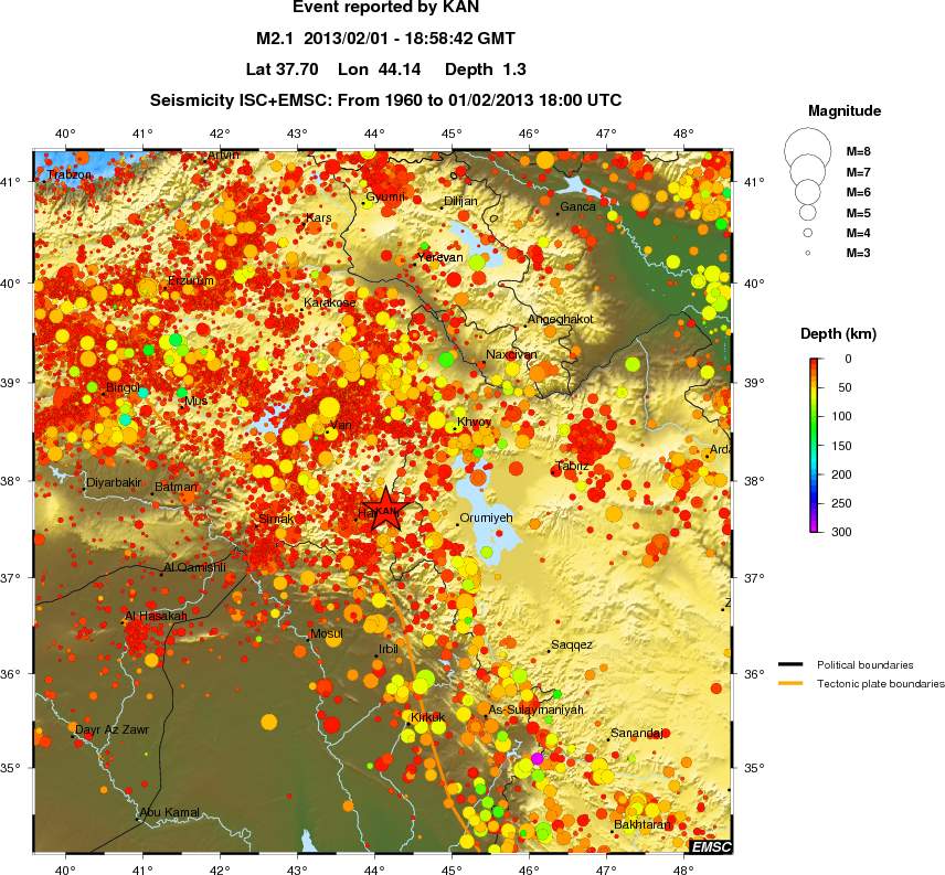 regional depth historical seismicity