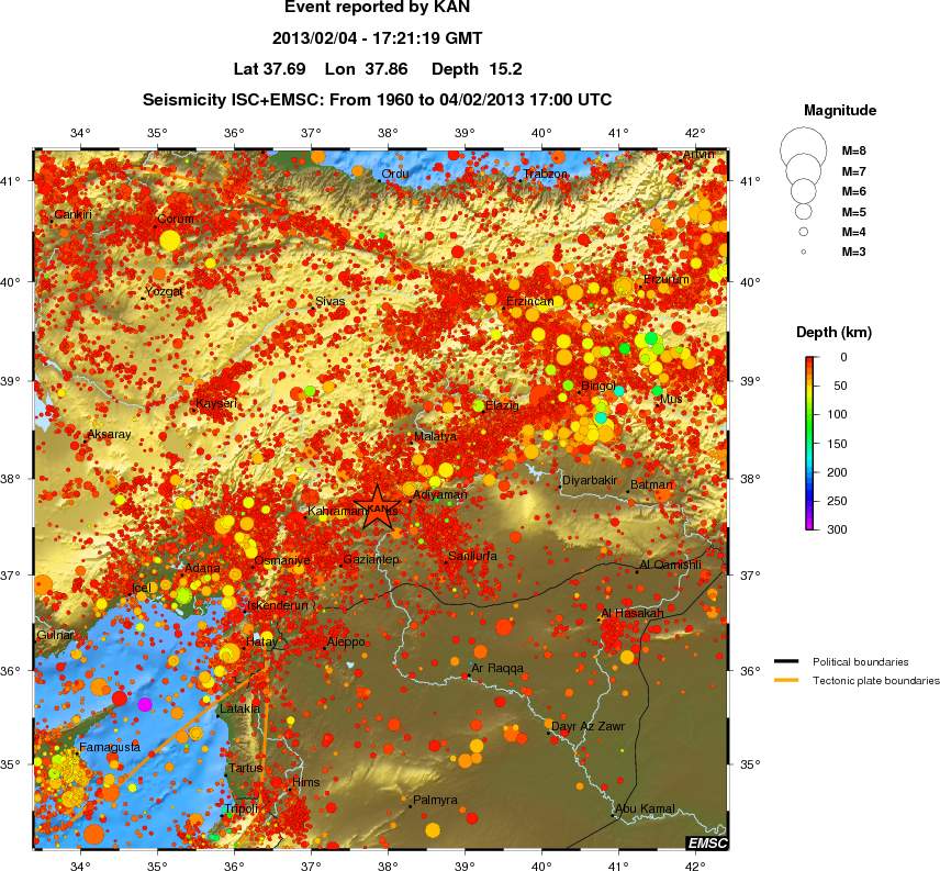 regional depth historical seismicity