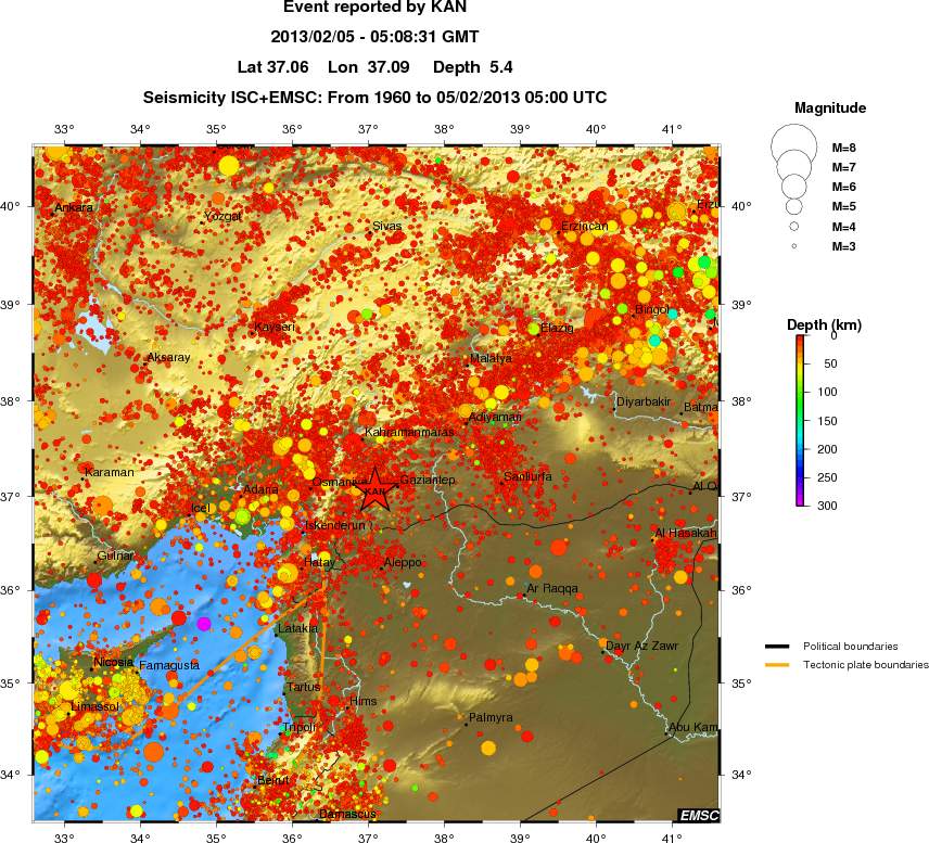 regional depth historical seismicity