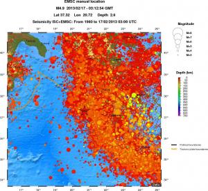 regional depth historical seismicity