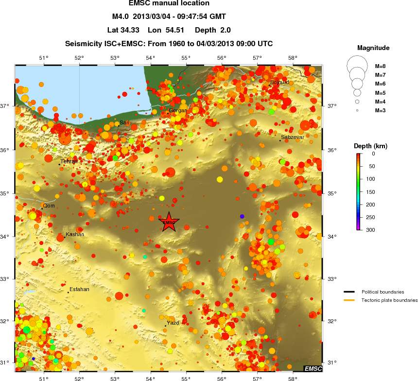 regional depth historical seismicity