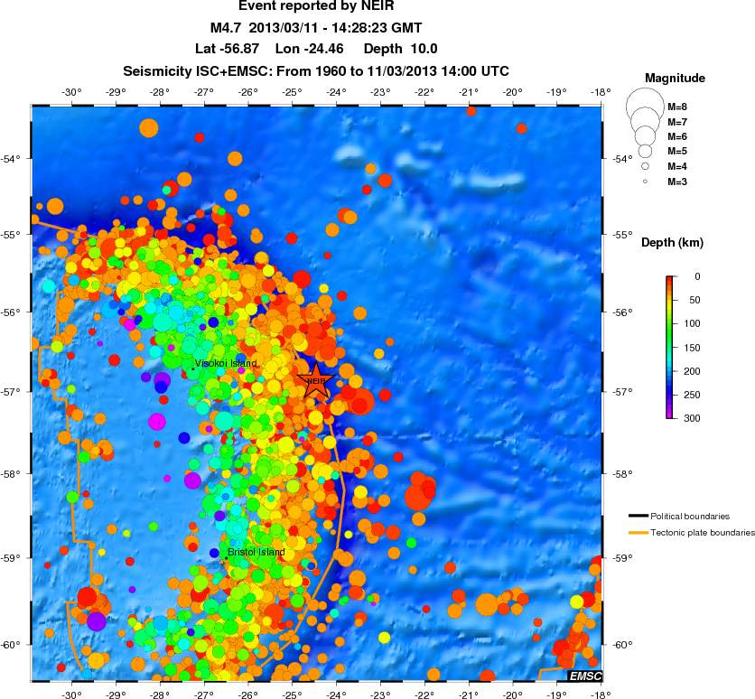 regional depth historical seismicity