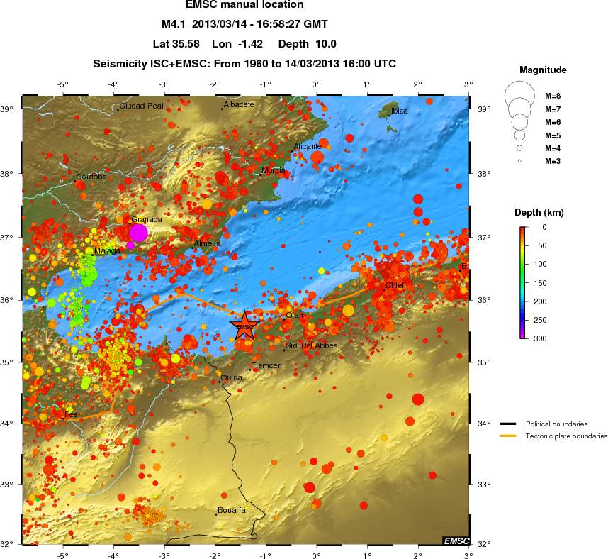 regional depth historical seismicity