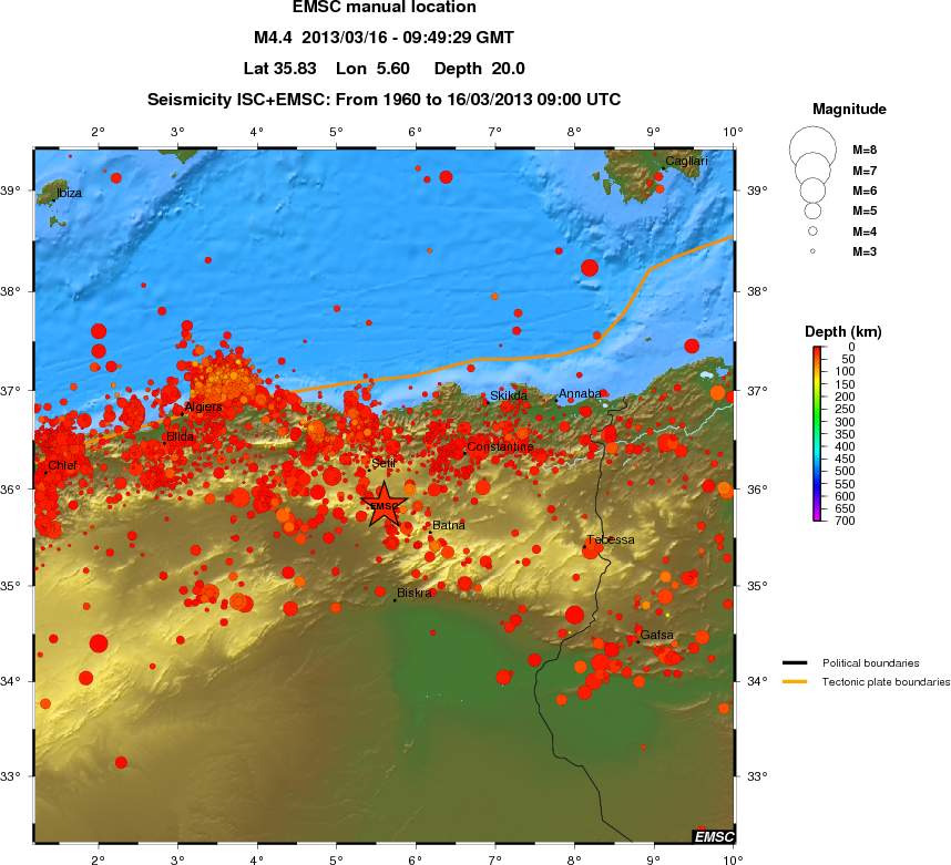 regional depth historical seismicity