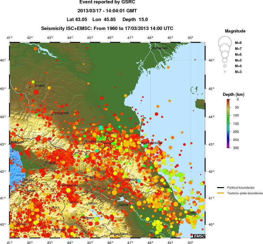 regional depth historical seismicity
