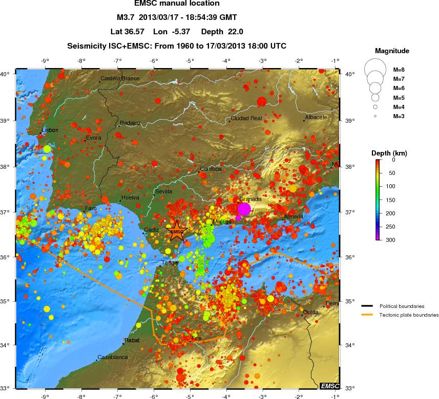 regional depth historical seismicity