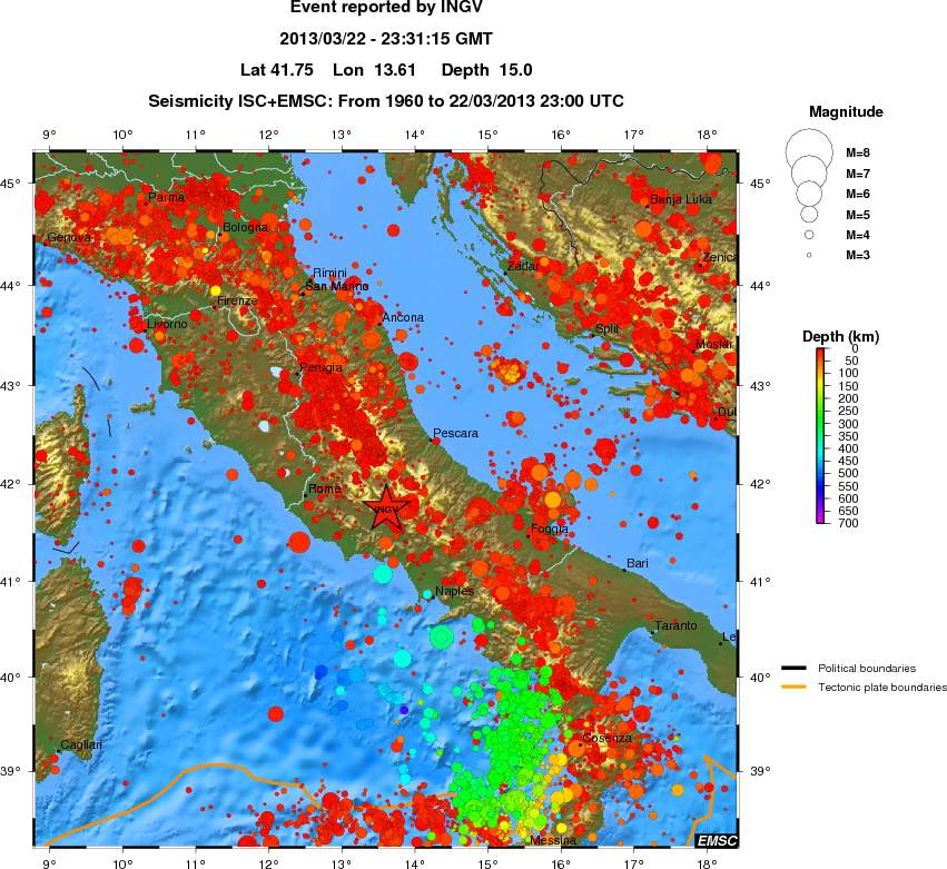 regional depth historical seismicity