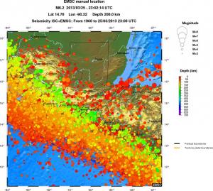 regional depth historical seismicity