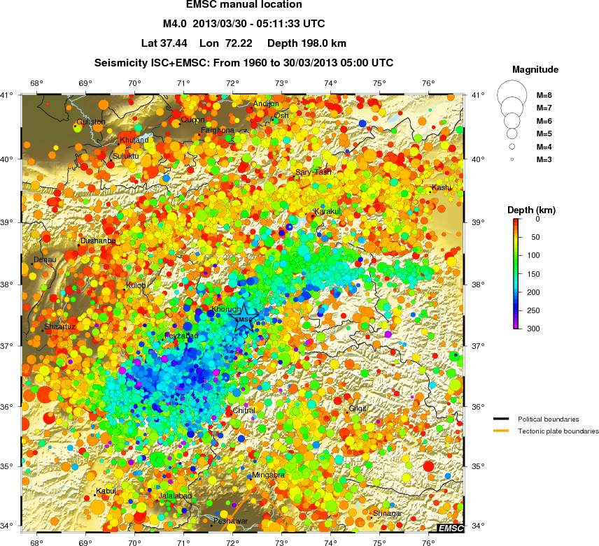 regional depth historical seismicity