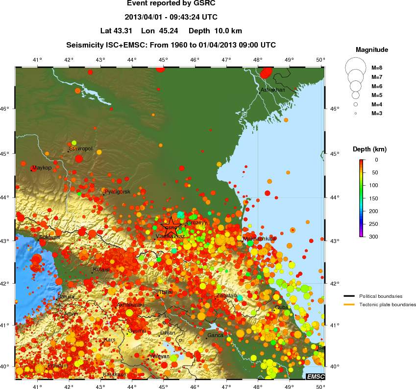 regional depth historical seismicity