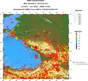 regional depth historical seismicity