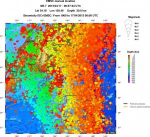 regional depth historical seismicity