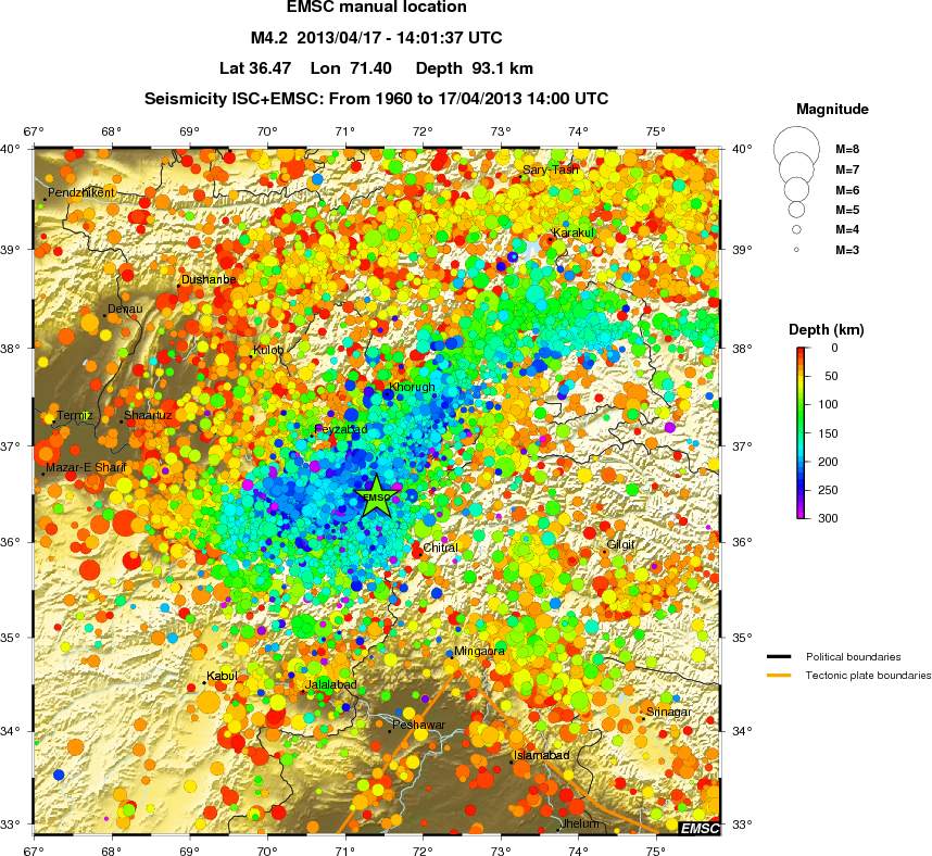 regional depth historical seismicity