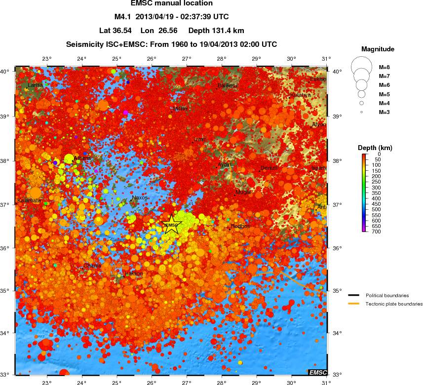 regional depth historical seismicity