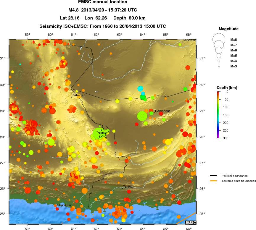 regional depth historical seismicity