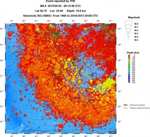 regional depth historical seismicity