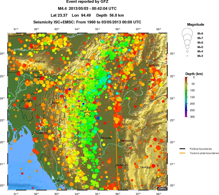 regional depth historical seismicity