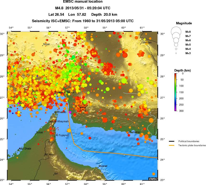 regional depth historical seismicity