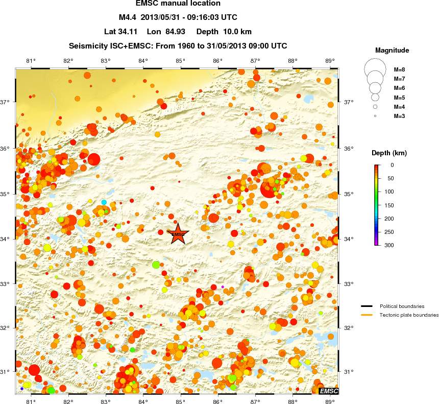 regional depth historical seismicity