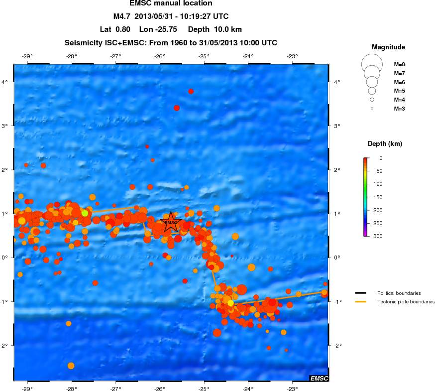 regional depth historical seismicity
