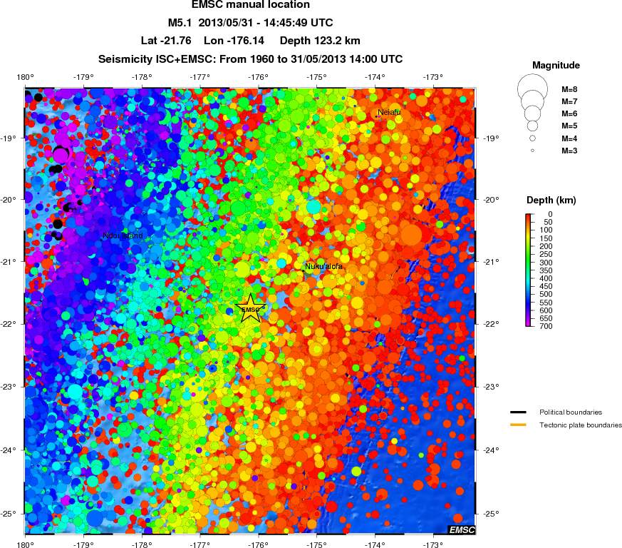 regional depth historical seismicity