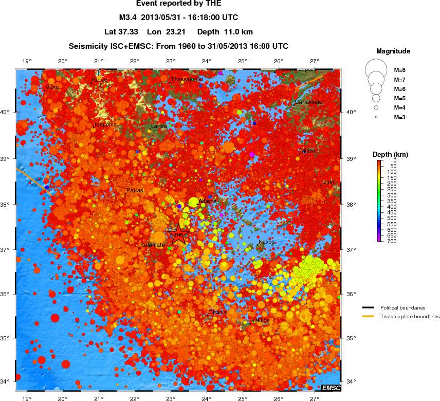 regional depth historical seismicity
