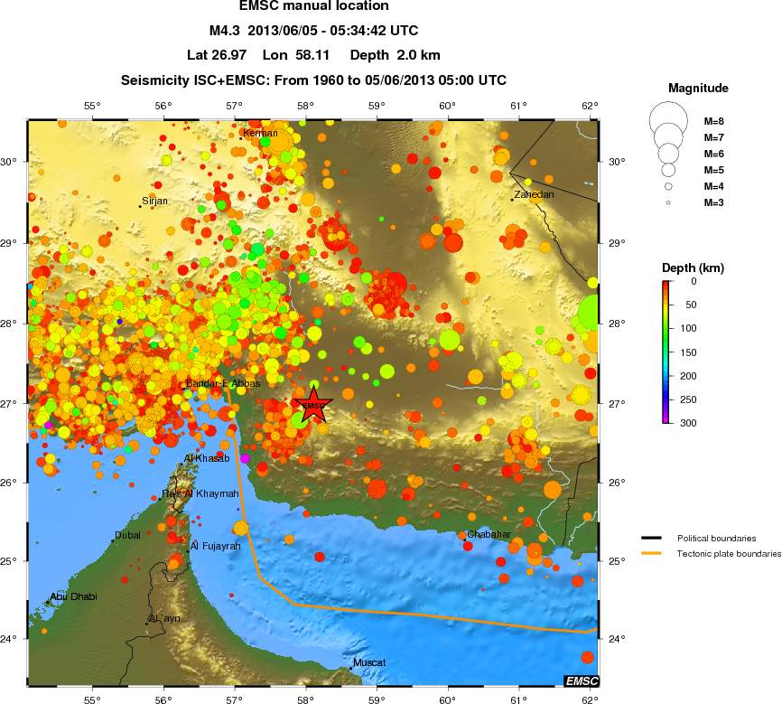 regional depth historical seismicity
