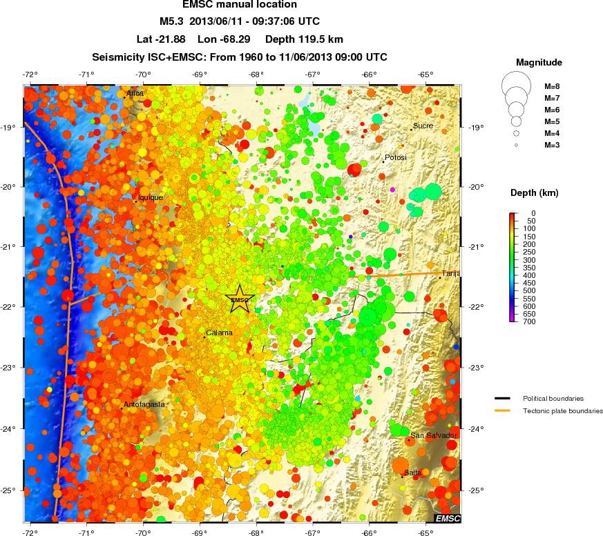 regional depth historical seismicity