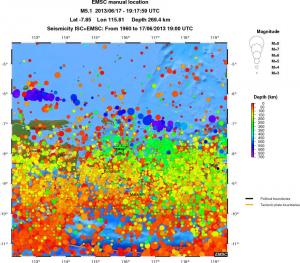 regional depth historical seismicity