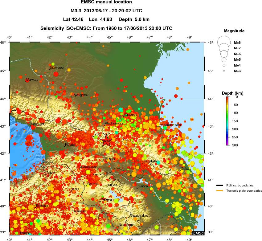 regional depth historical seismicity