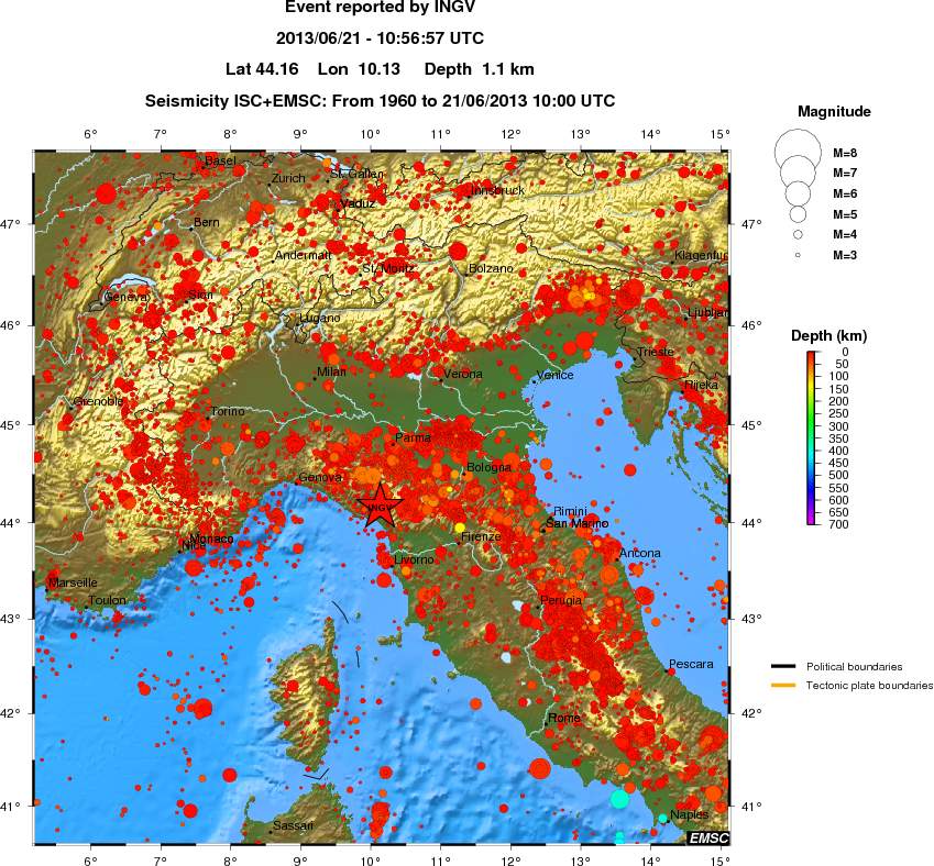regional depth historical seismicity