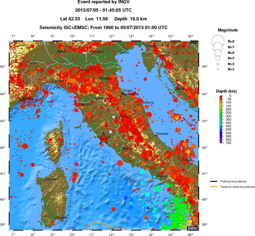 regional depth historical seismicity