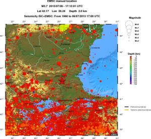 regional depth historical seismicity