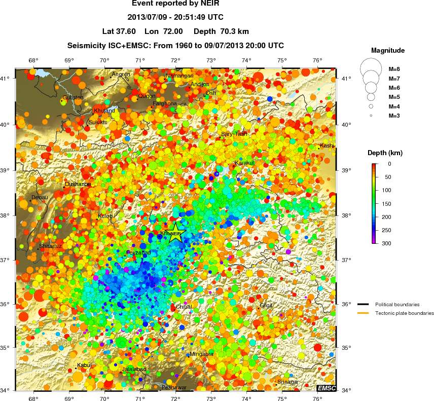 regional depth historical seismicity