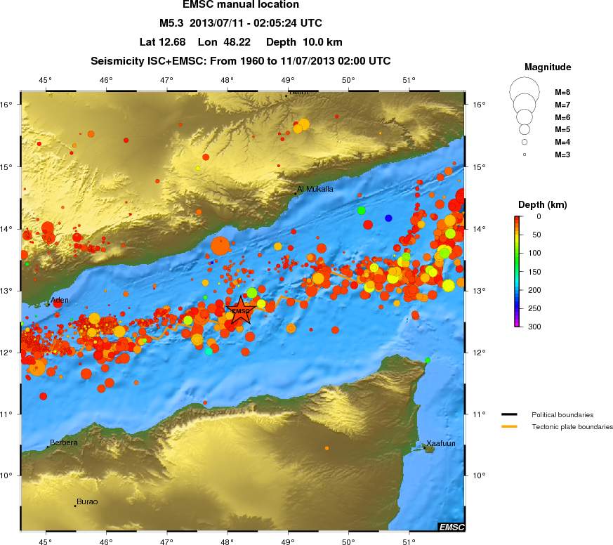 regional depth historical seismicity