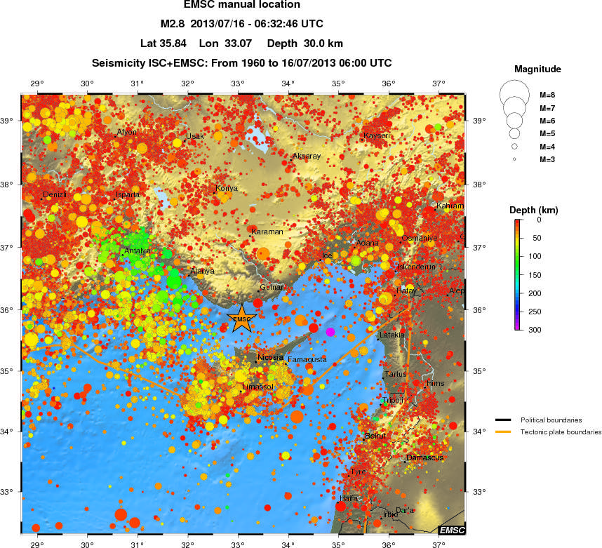 regional depth historical seismicity