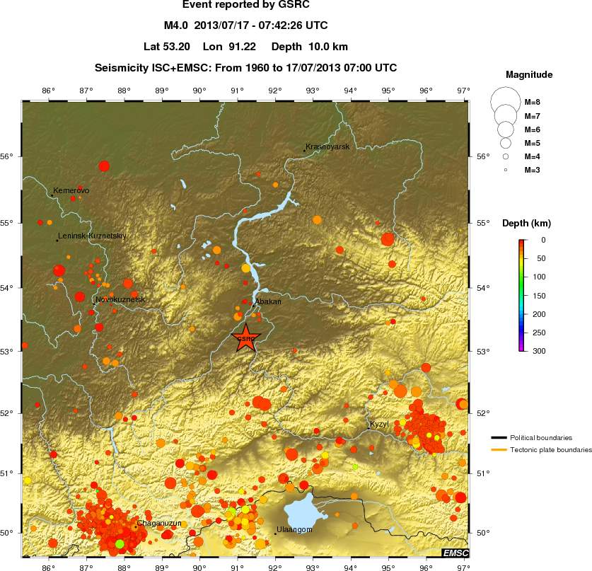 regional depth historical seismicity