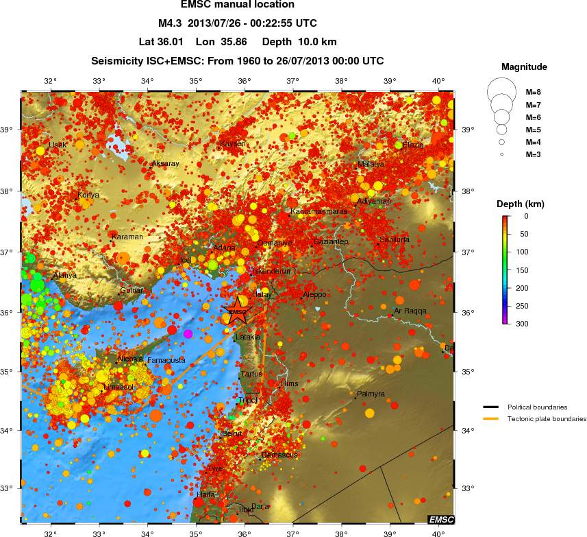 regional depth historical seismicity