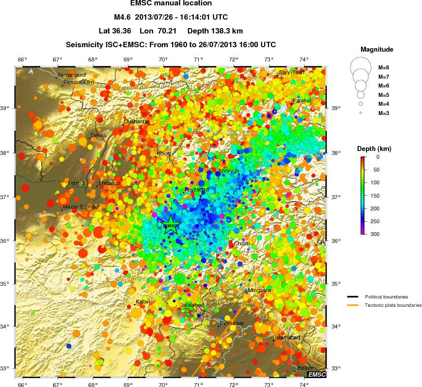 regional depth historical seismicity