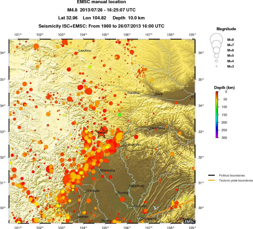 regional depth historical seismicity