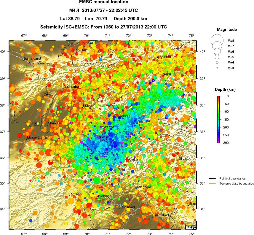 regional depth historical seismicity