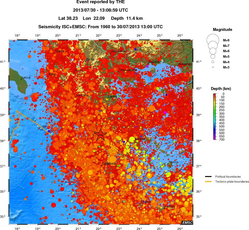 regional depth historical seismicity