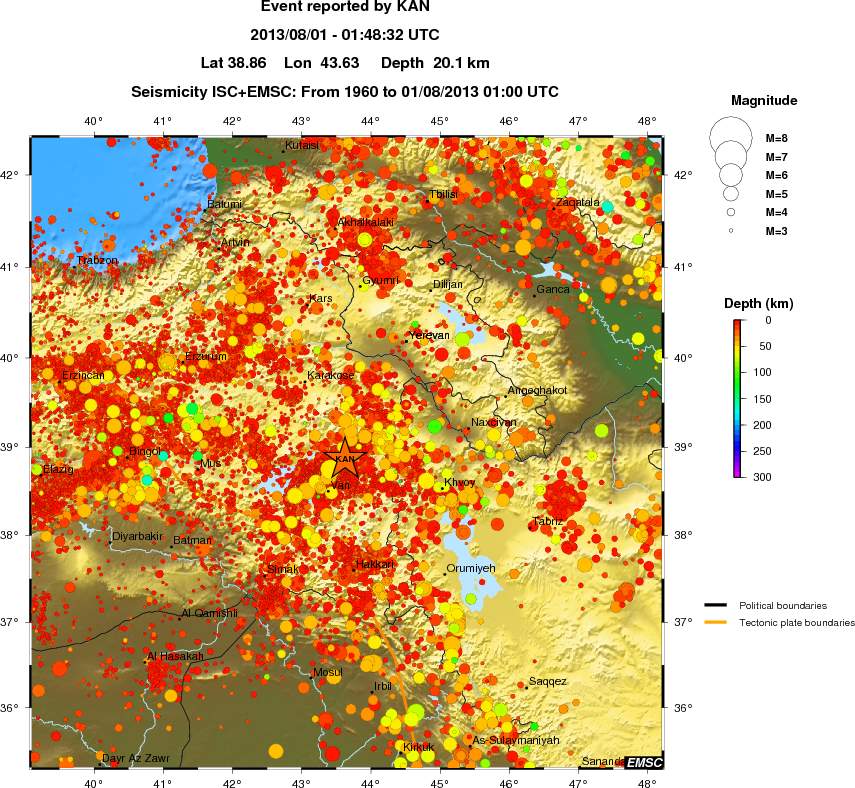 regional depth historical seismicity
